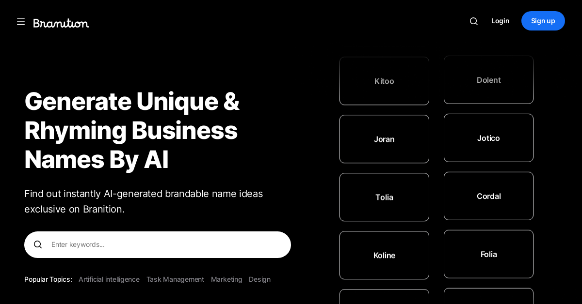 AI Business Name Generator by Branition - AI Startup tool